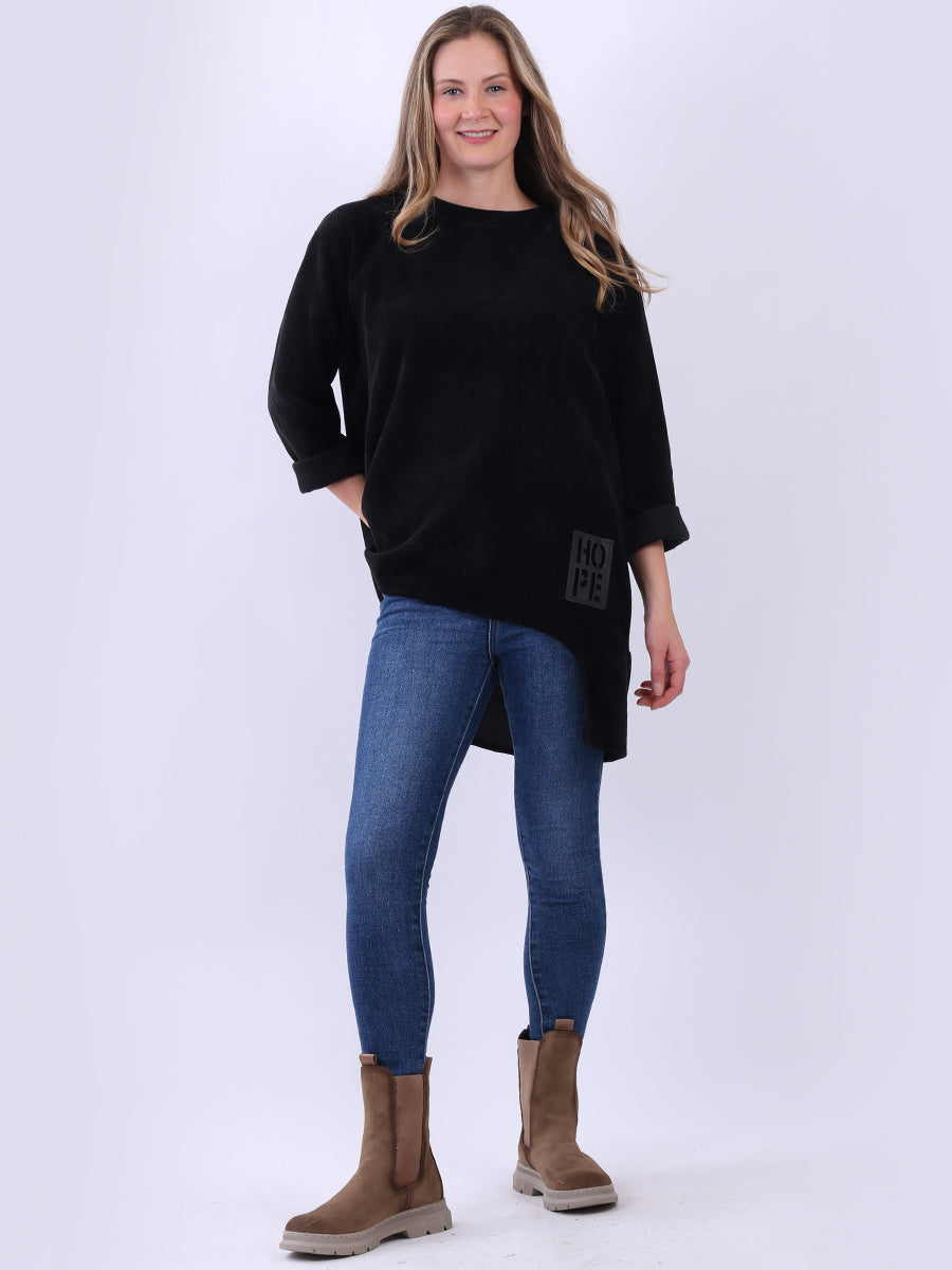 Plain Corduroy Lagenlook Hi-Lo Top