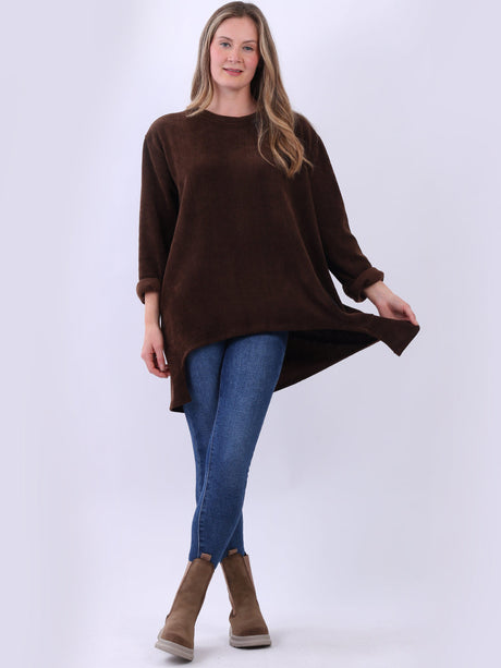 Plain Corduroy Lagenlook Hi-Lo Top