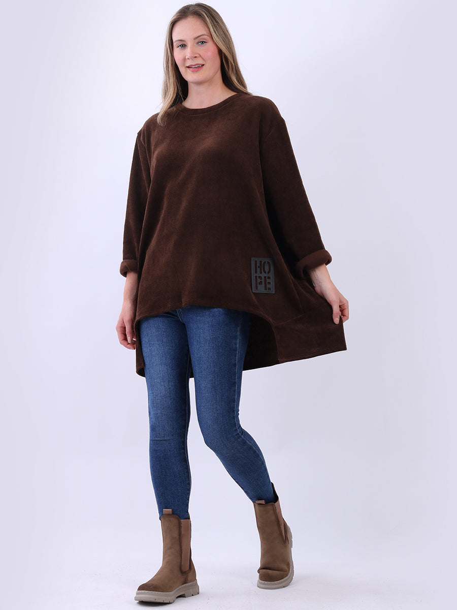 Plain Corduroy Lagenlook Hi-Lo Top