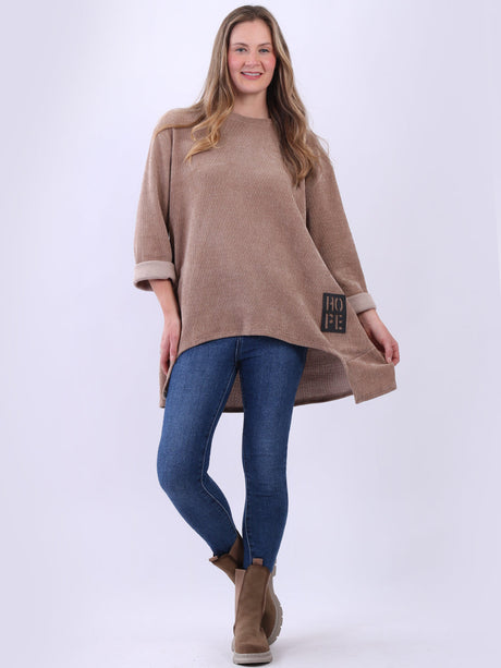 Plain Corduroy Lagenlook Hi-Lo Top