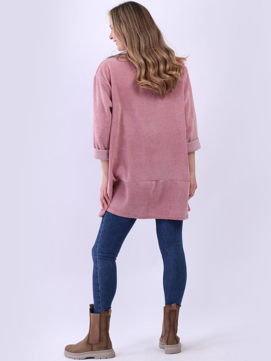 Plain Corduroy Lagenlook Hi-Lo Top