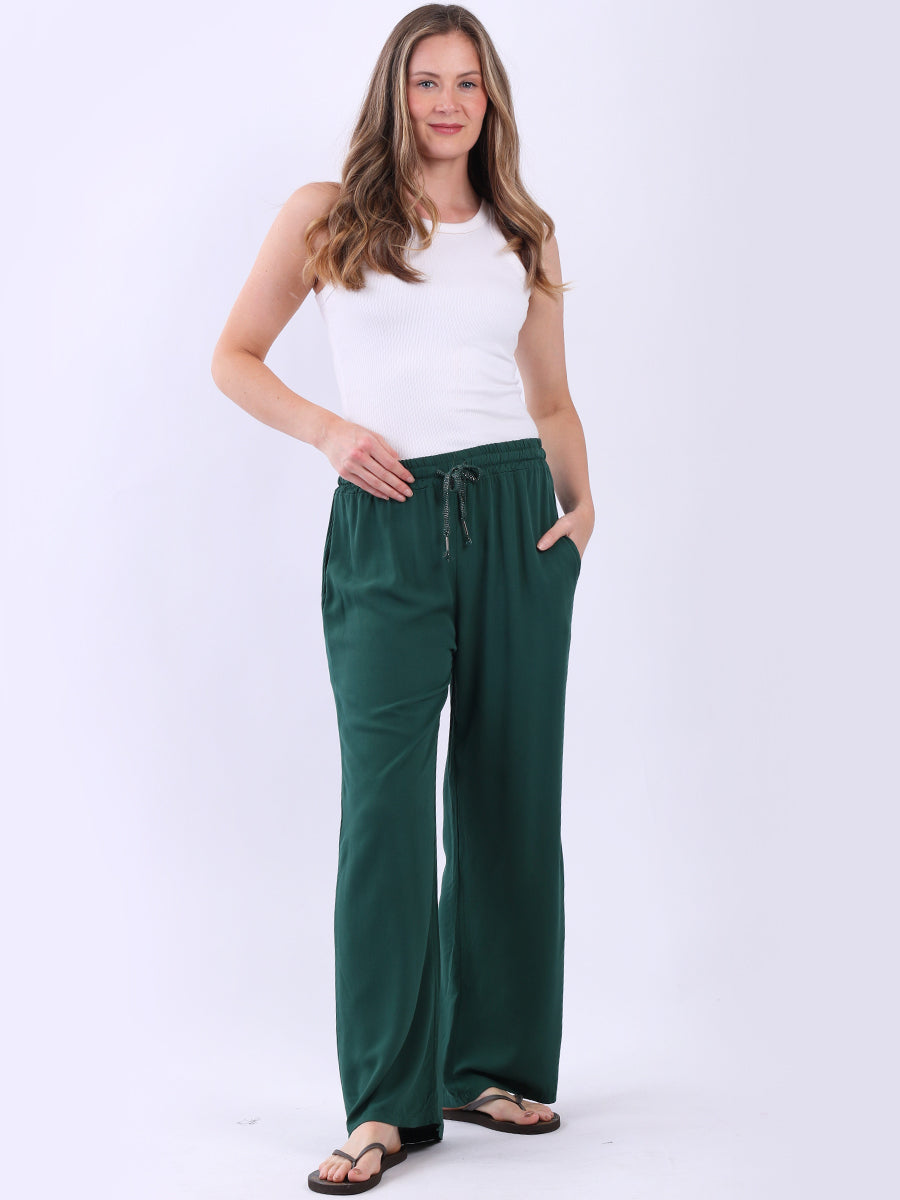 Women Plain Cotton Straight Leg Trouser