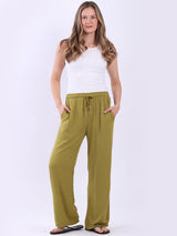 Women Plain Cotton Straight Leg Trouser