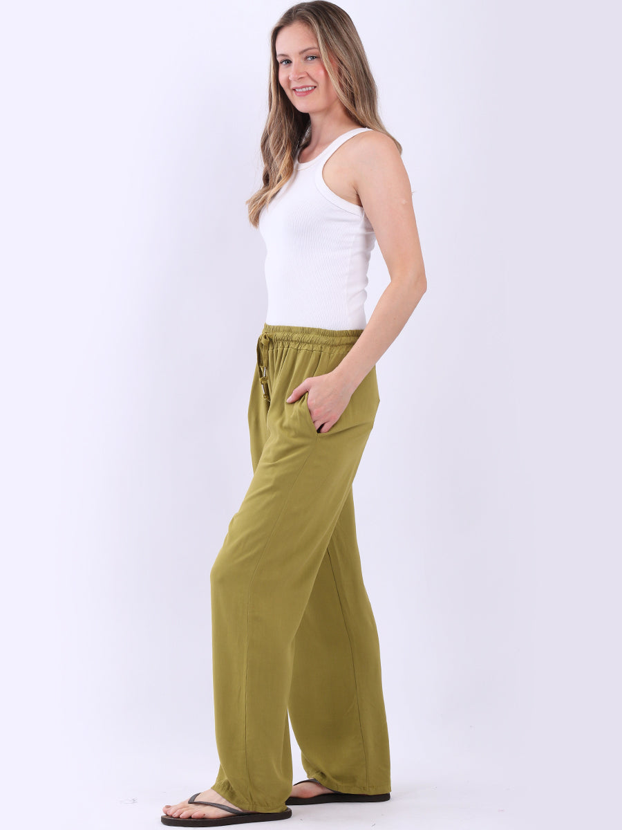 Women Plain Cotton Straight Leg Trouser