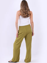 Women Plain Cotton Straight Leg Trouser