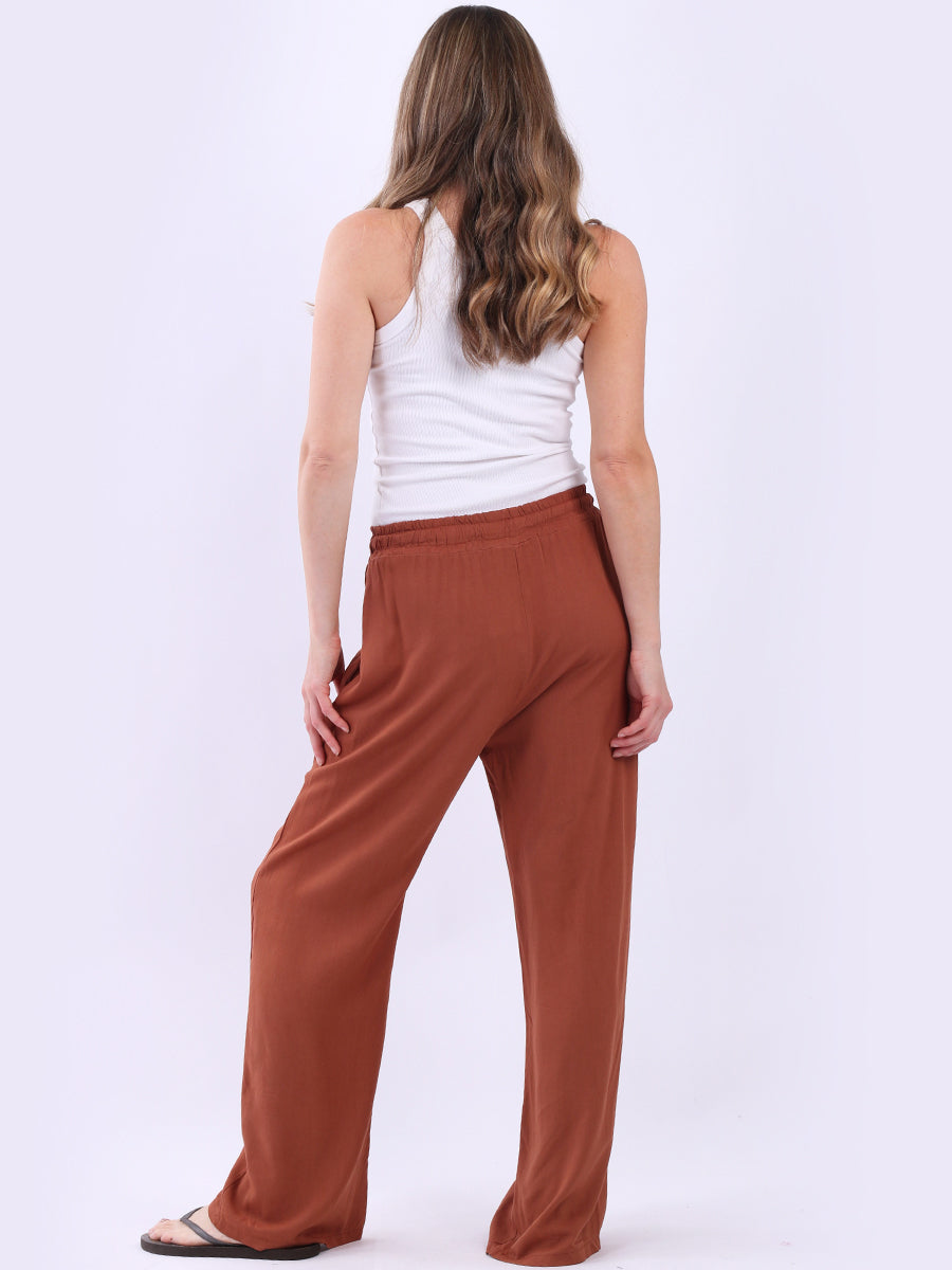 Women Plain Cotton Straight Leg Trouser