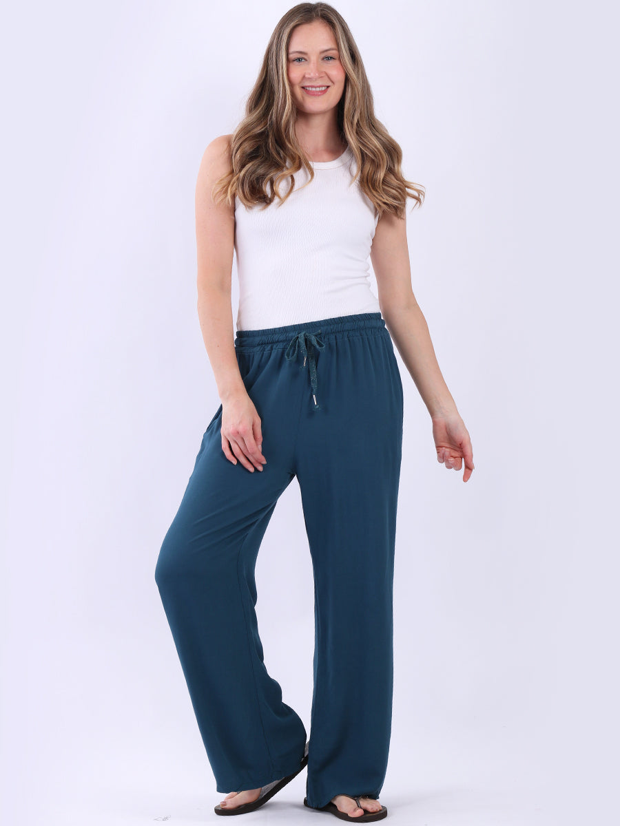 Women Plain Cotton Straight Leg Trouser