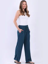 Women Plain Cotton Straight Leg Trouser