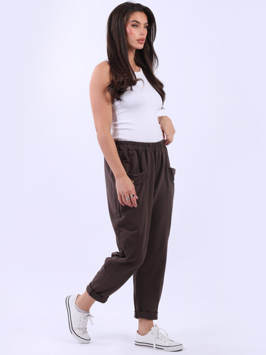 Cotton Plain Women Casual Joggers