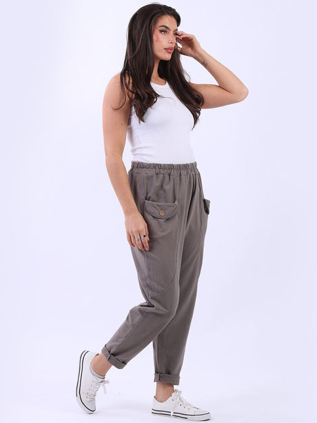 Cotton Plain Women Casual Joggers