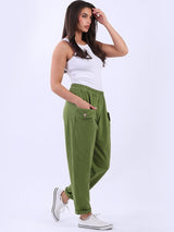 Cotton Plain Women Casual Joggers