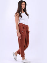 Cotton Plain Women Casual Joggers