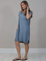 Italian Plain Linen Shift Dress