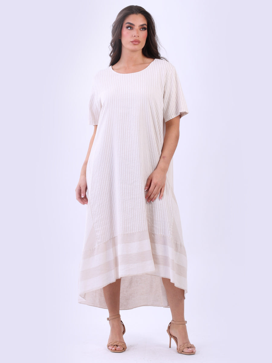 Plus Size Stripy Linen Maxi Dress