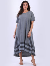 Plus Size Stripy Linen Maxi Dress