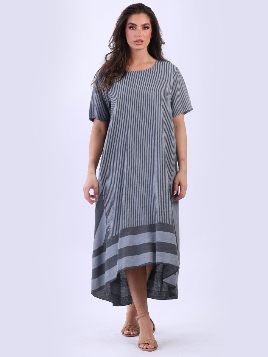 Plus Size Stripy Linen Maxi Dress