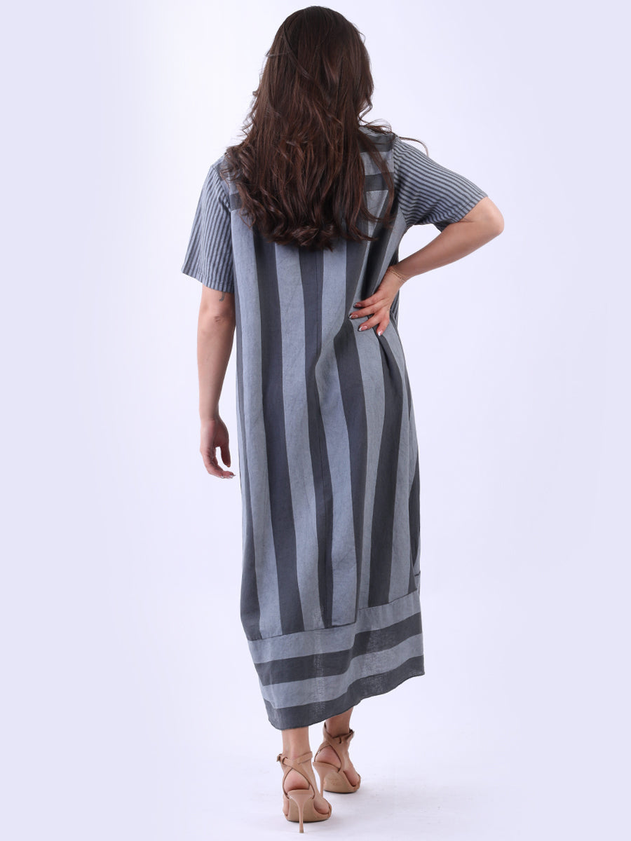 Plus Size Stripy Linen Maxi Dress