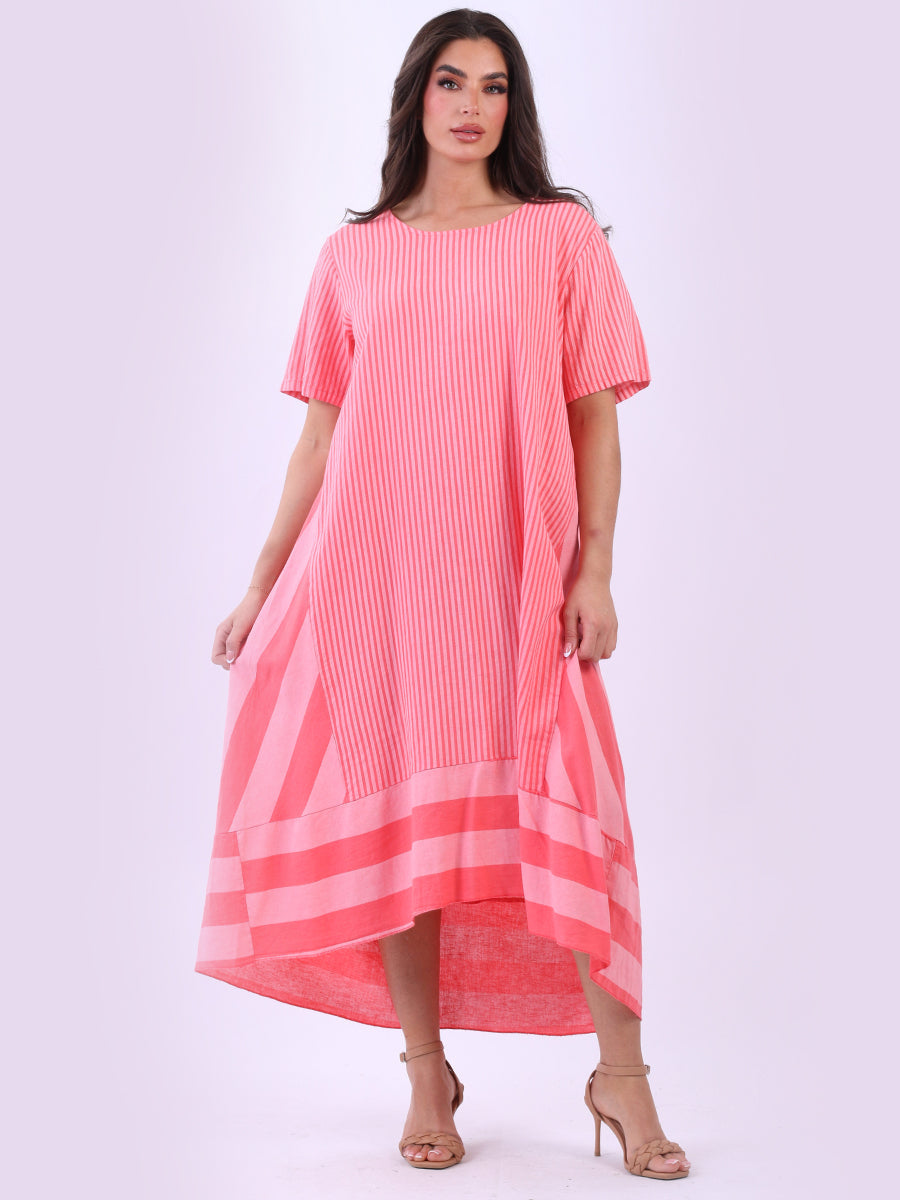 Plus Size Stripy Linen Maxi Dress