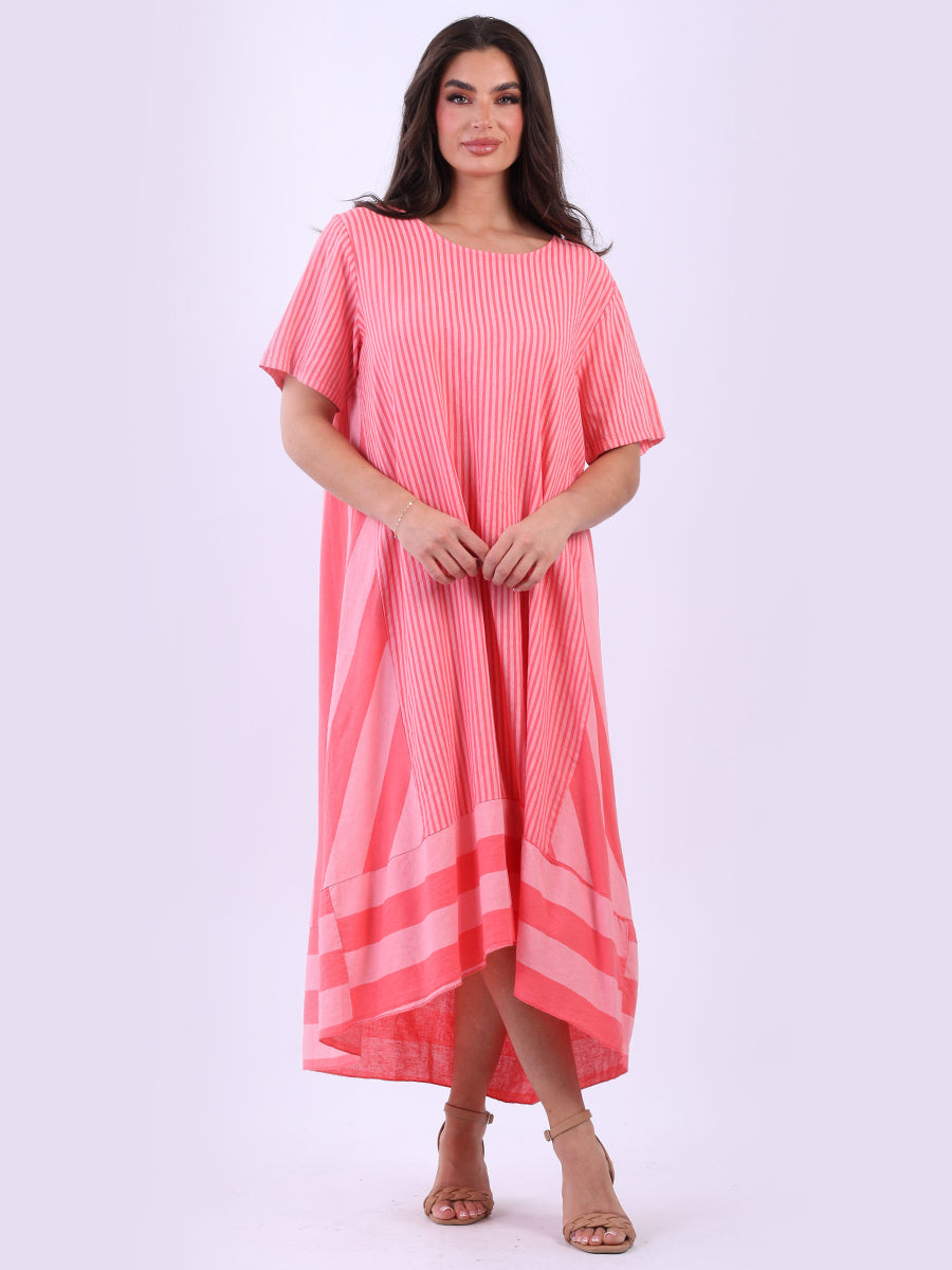 Plus Size Stripy Linen Maxi Dress