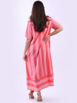 Plus Size Stripy Linen Maxi Dress