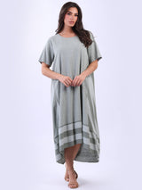 Plus Size Stripy Linen Maxi Dress