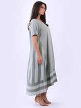 Plus Size Stripy Linen Maxi Dress