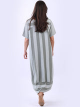 Plus Size Stripy Linen Maxi Dress