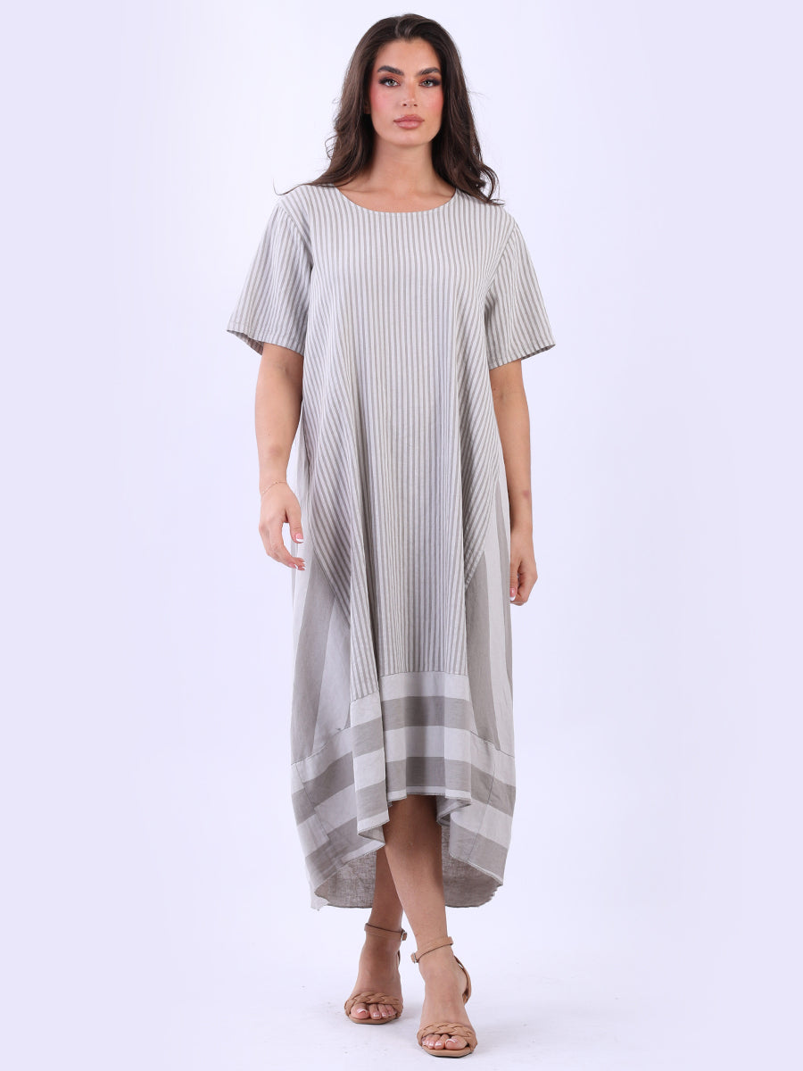 Plus Size Stripy Linen Maxi Dress