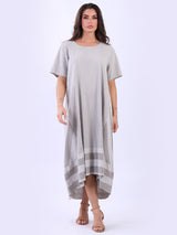 Plus Size Stripy Linen Maxi Dress