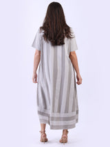 Plus Size Stripy Linen Maxi Dress