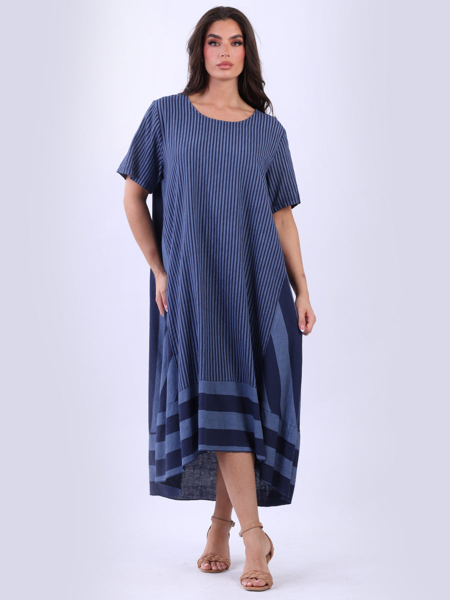 Plus Size Stripy Linen Maxi Dress