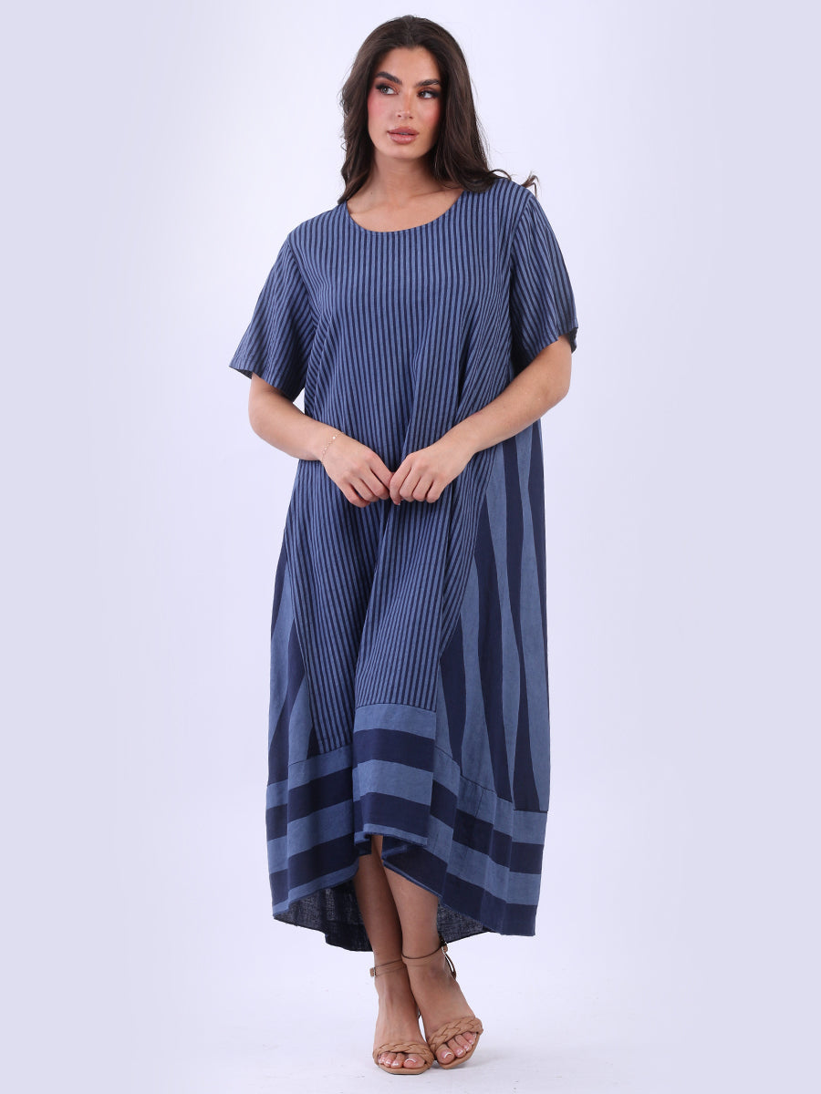 Plus Size Stripy Linen Maxi Dress