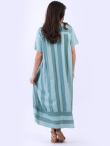 Plus Size Stripy Linen Maxi Dress