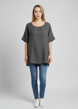Plain Linen Crop Top Khaki