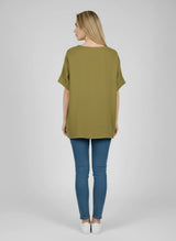 Women Baggy Plain Linen Crop Blouse