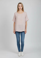 Plain Linen Crop Top Pink