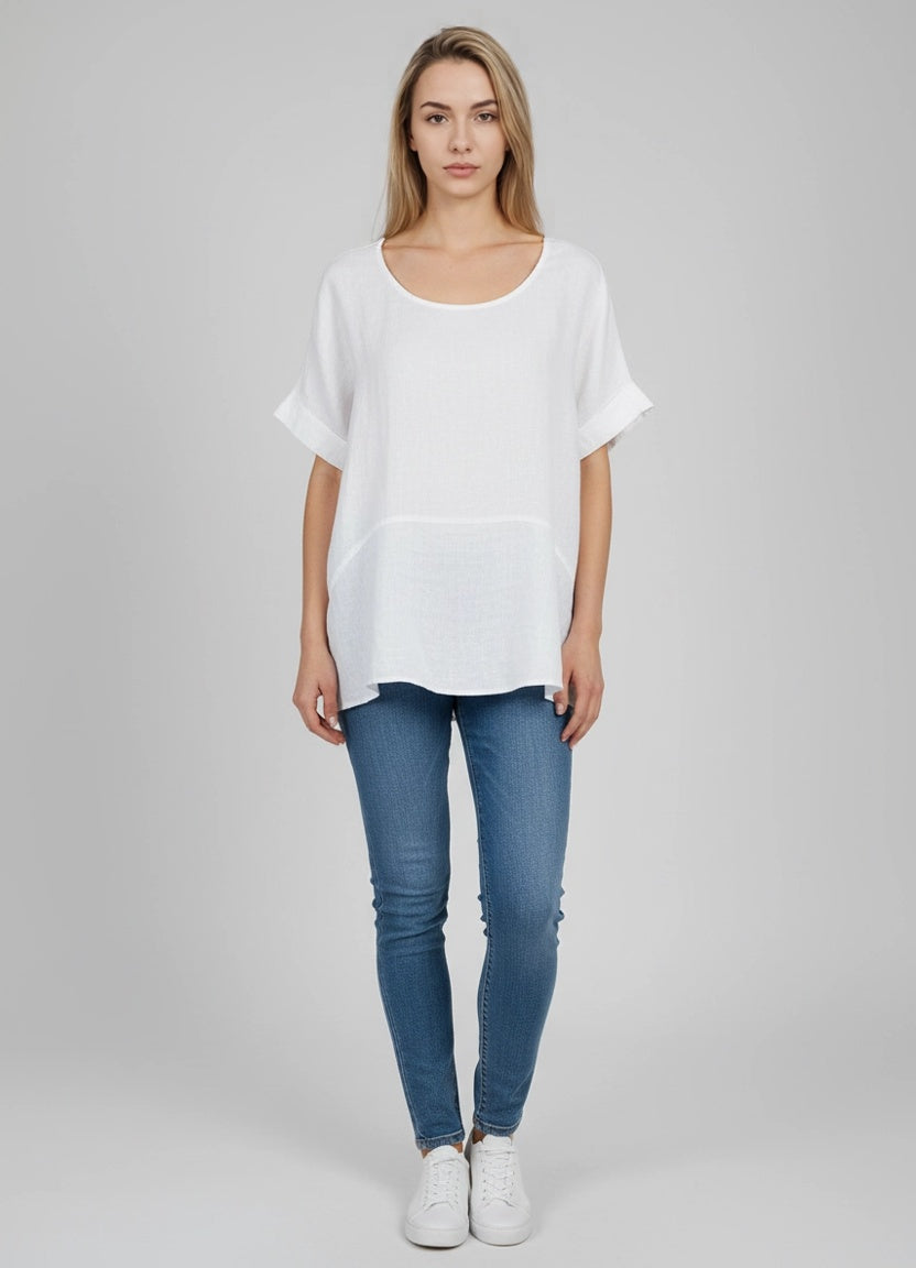 Plain Linen Crop Top White