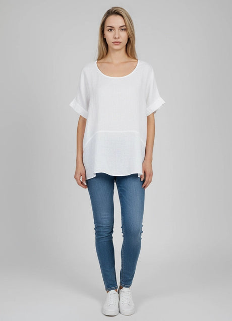 Plain Linen Crop Top White