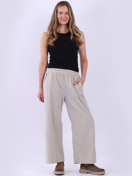 Ladies Solid Cotton Corduroy Regular Fit Pant