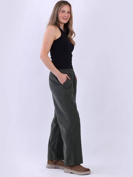 Ladies Solid Cotton Corduroy Regular Fit Pant