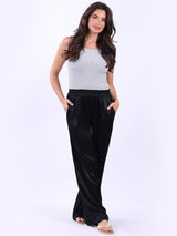 Wide Leg Plain Satin Palazzo