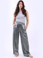 Wide Leg Satin Palazzo Khaki