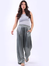 Wide Leg Plain Satin Palazzo