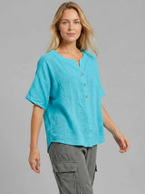 Plain Buttoned Lagenlook Cotton Top