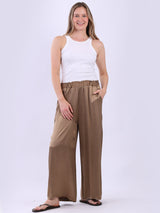 Wide Leg Plain Satin Pant