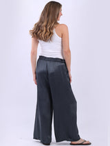 Wide Leg Plain Satin Pant