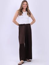 Wide Leg Plain Satin Pant