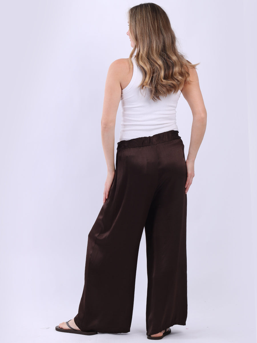 Wide Leg Plain Satin Pant