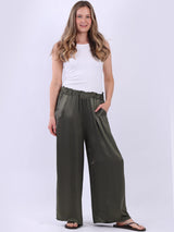 Wide Leg Plain Satin Pant