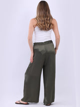 Wide Leg Plain Satin Pant